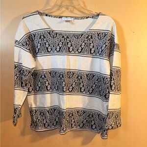 Kenar Black and White Geometric Long Sleeve Top, Size M